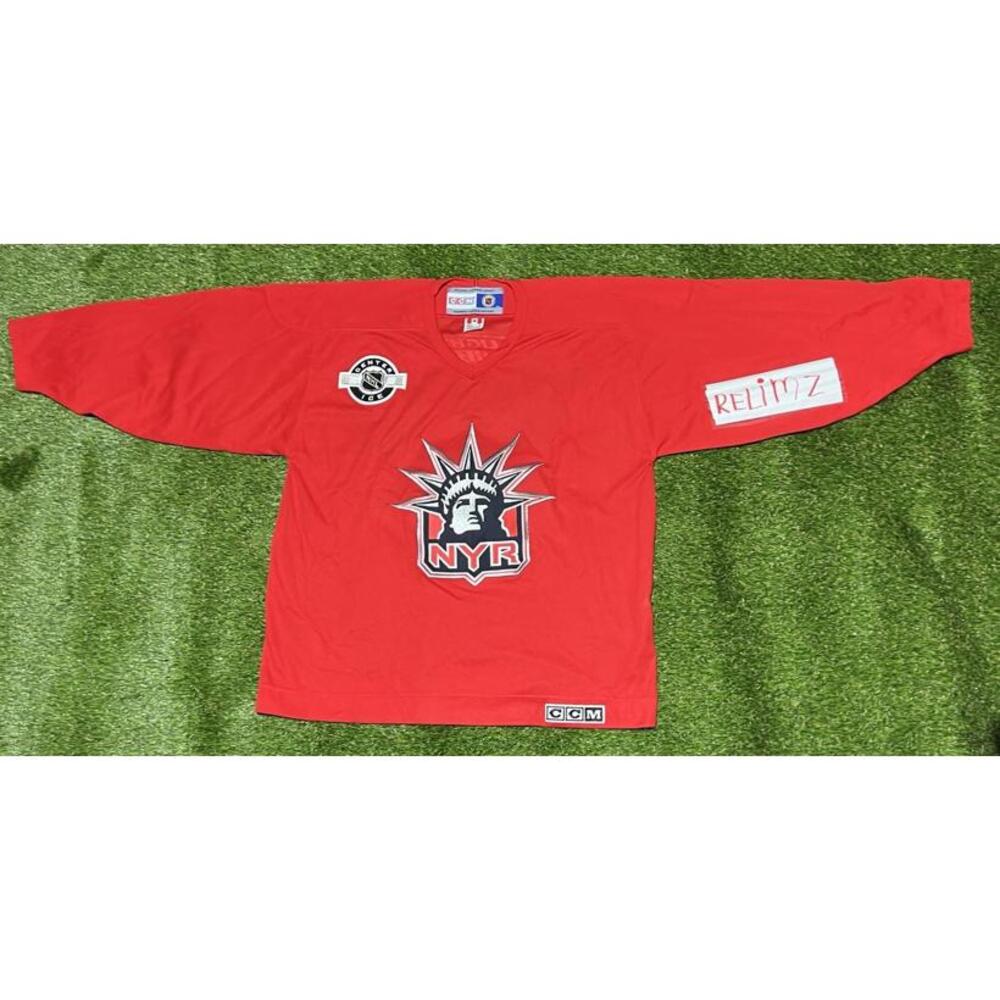 New York Rangers NHL Hockey Vintage CCM Center Ice Liberty Head Jersey Red XL